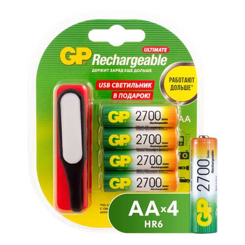 Аккумуляторная батарея GP АА (GP270AAHC/USBLED-2CR4) 4 шт в Техносила