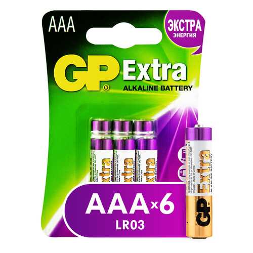 Батарейка GP Batteries Extra AAA (24AX-2CR6) 6 шт в Техносила