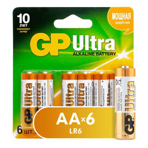 Батарейка GP Ultra AA (15AU4/2-CR6) 6 шт в Техносила