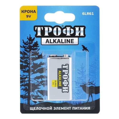 Батарейка Трофи Alkaline 6LR61-1BL C0034928 1 шт в Техносила