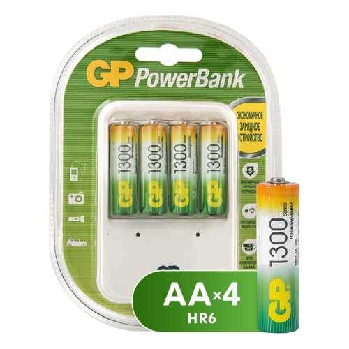 Зарядное устройство + аккумуляторы GP GPPB420GS130-2CR5 AA 4 шт. 1300 mAh в Техносила
