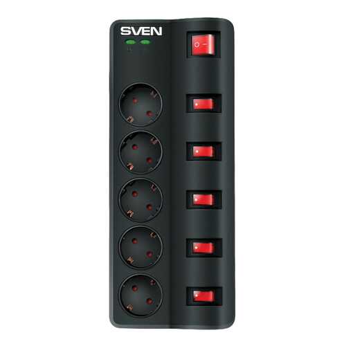 Сетевой фильтр Sven Fort, 5 розеток, 1,8 м, Black в Техносила