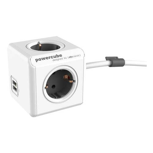 Удлинитель Allocacoc 1402GY/DEEUPC, 4 розетки, 1,5 м, White/Grey в Техносила